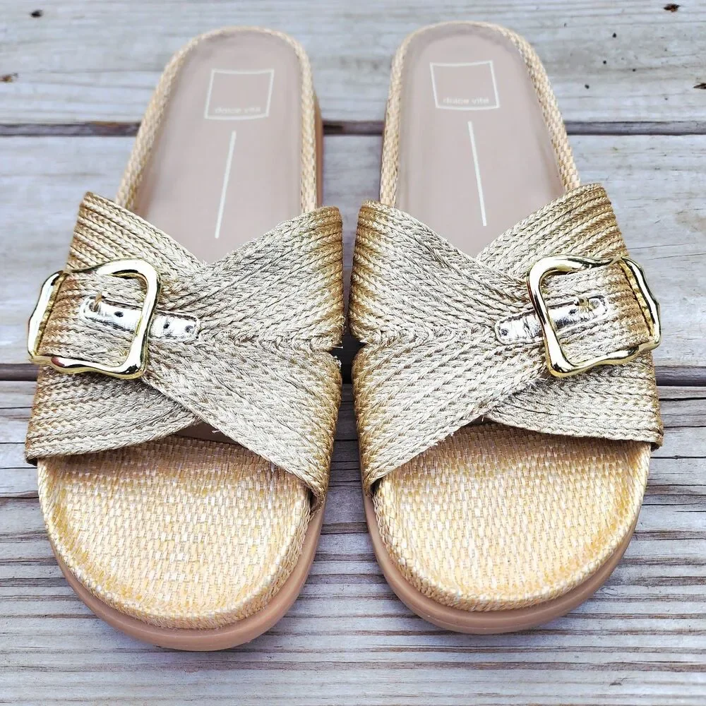 Dolce Vita Women's Sydnee Sandal Vanilla Gold Sz 10M